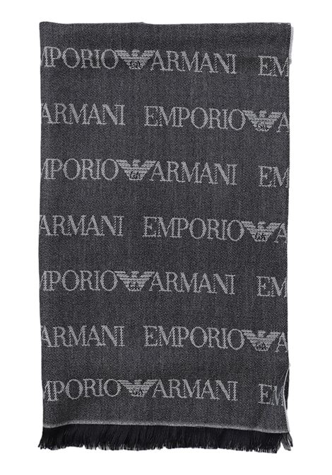 Sciarpa misto lana vergine logo lettering jacquard e frange EMPORIO ARMANI | Sciarpe | 625060 CC78600635